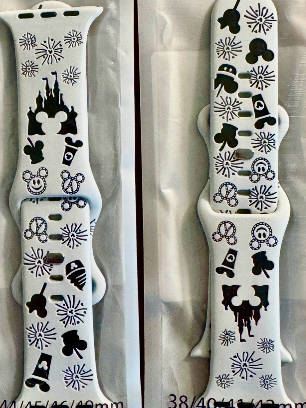 White Disney His/Hers Silicone Watch Band for 38/40/41/42/44/45mm